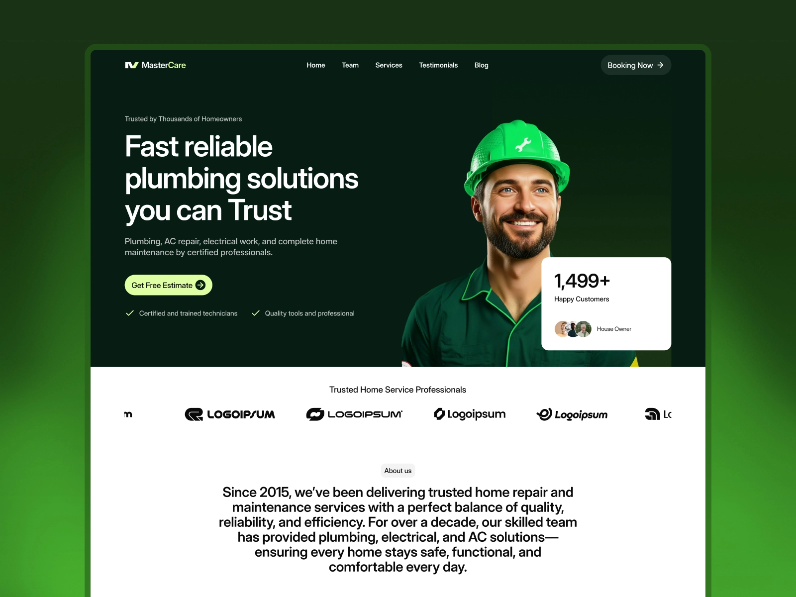 A-Grade Plumbing website preview