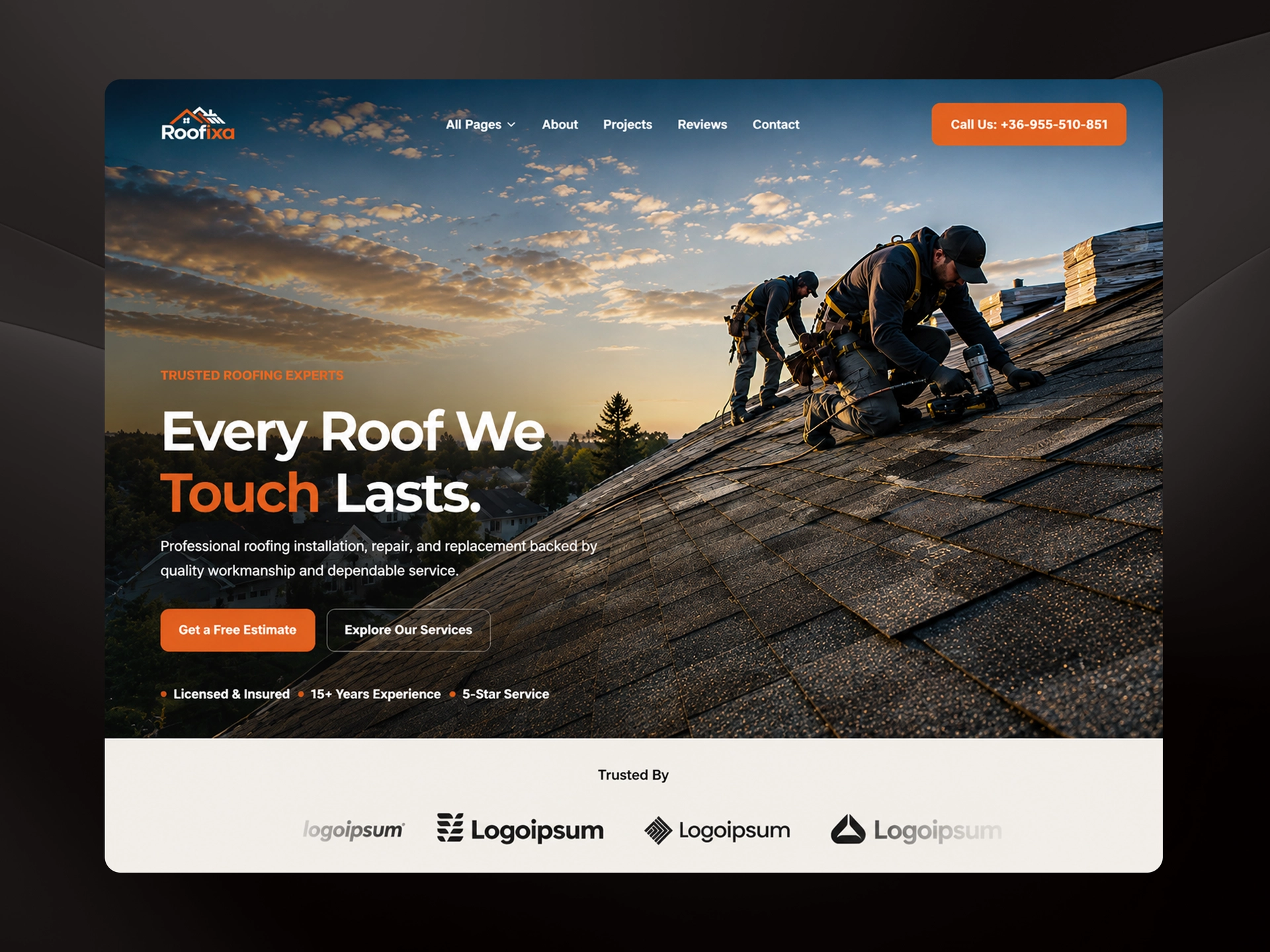 Townsville Roofing Co website preview